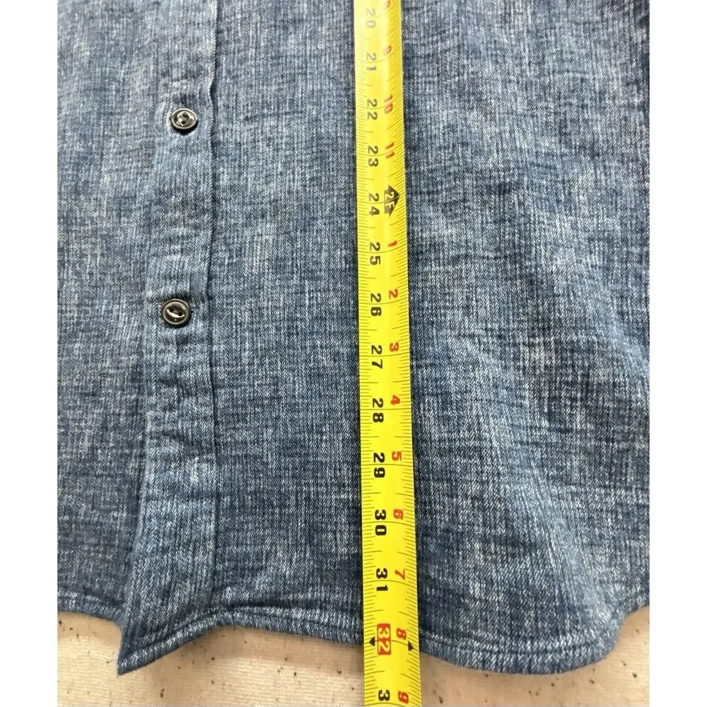 NWT Banana Republic Mens L Tall Button Up Shirt Indigo Blue Slub Chambray $75